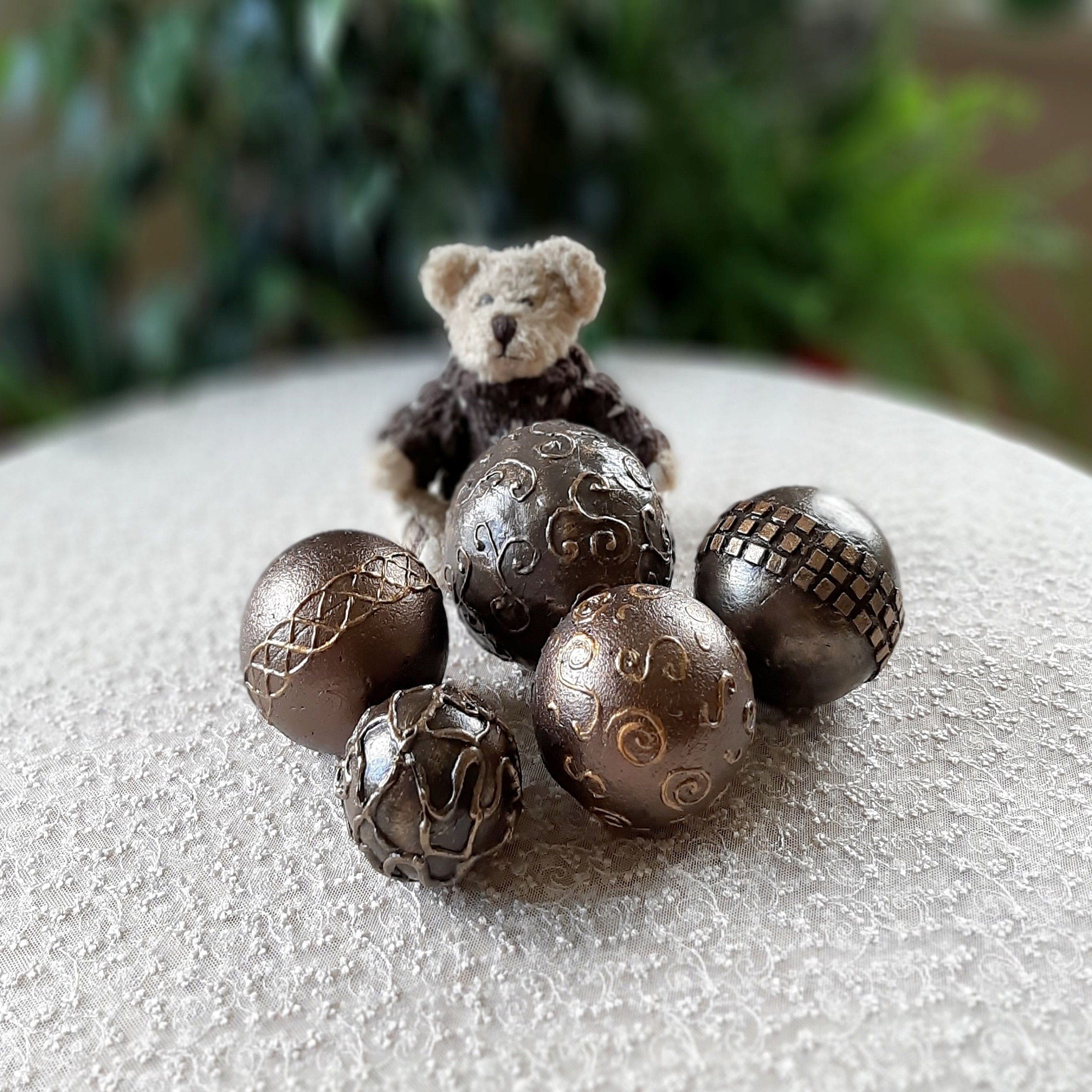 Vase fillers brown balls Decorative spheres for bowl filler Etsy