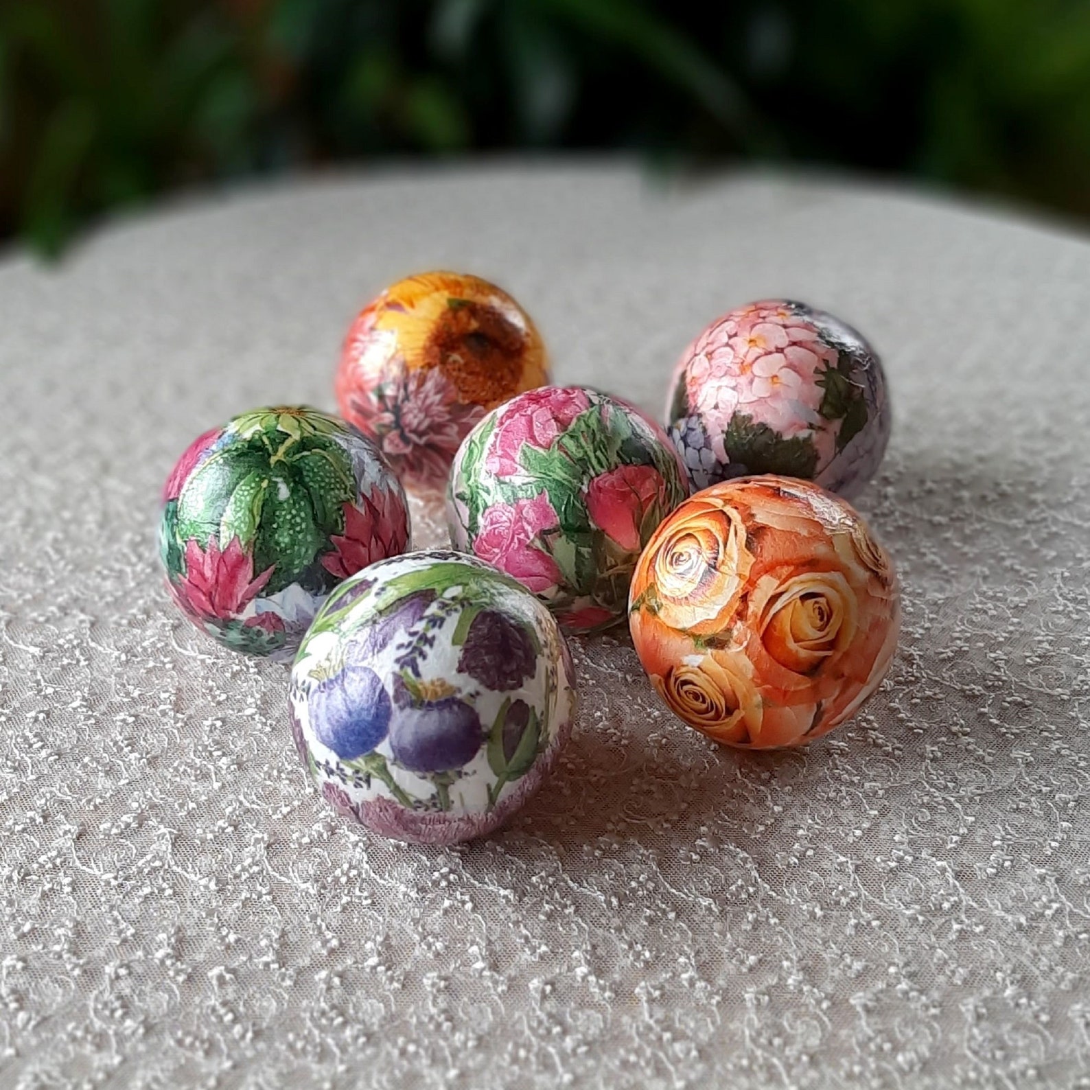 Boules décoratives florales pour lensemble de cuvette de 6 Etsy
