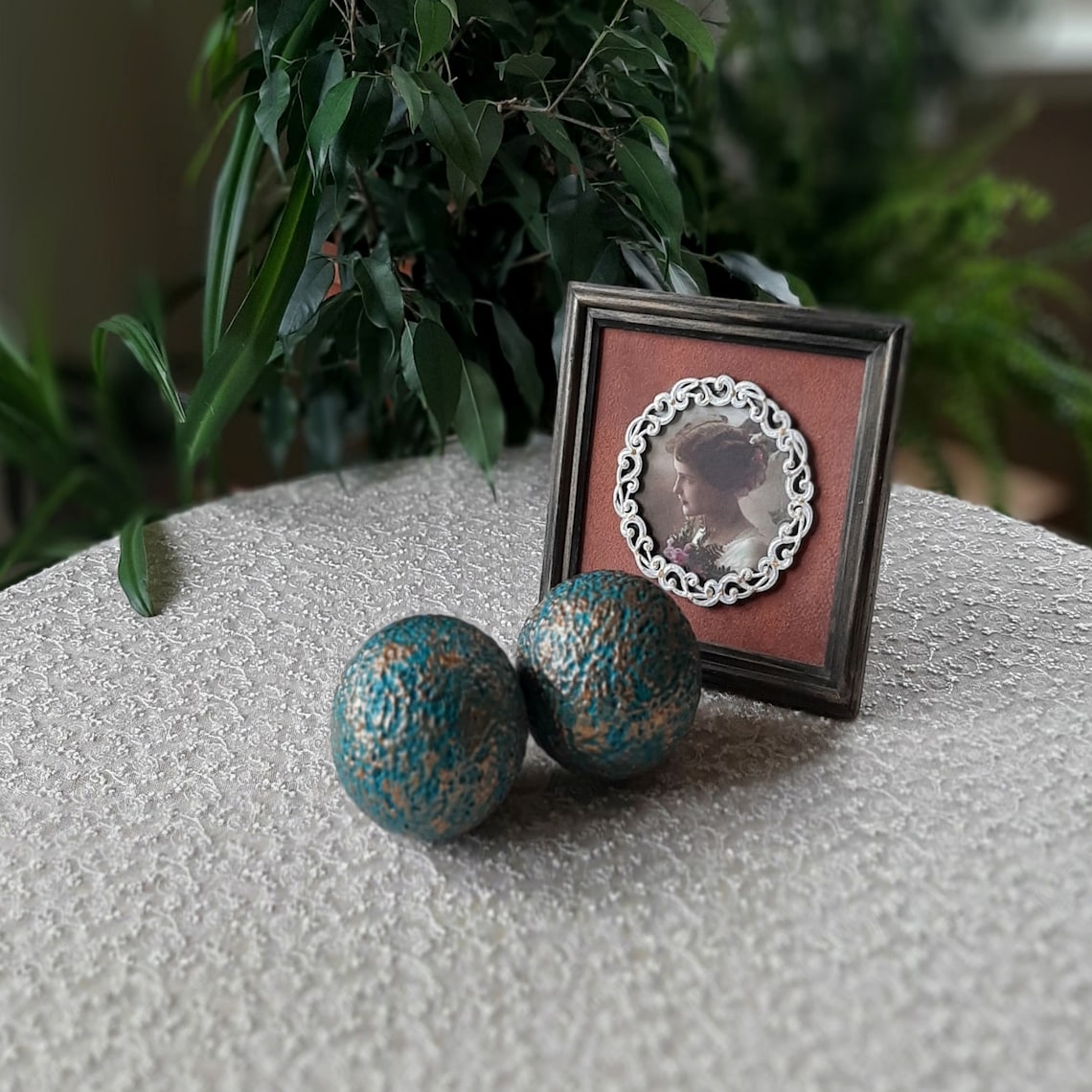 Green with gold decorative balls for bowl Set of 5 balls for Etsy