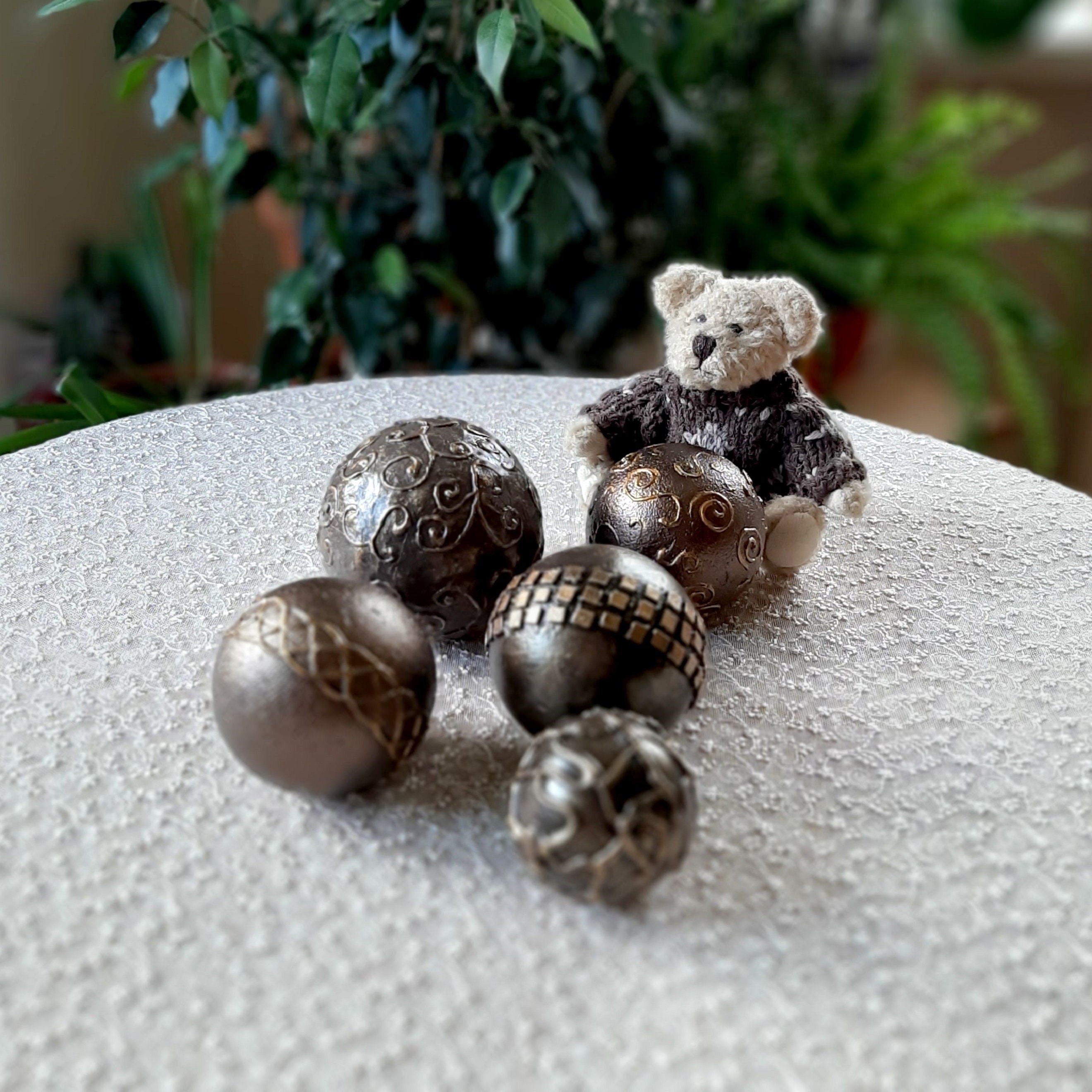 Vase fillers brown balls Decorative spheres for bowl filler Etsy