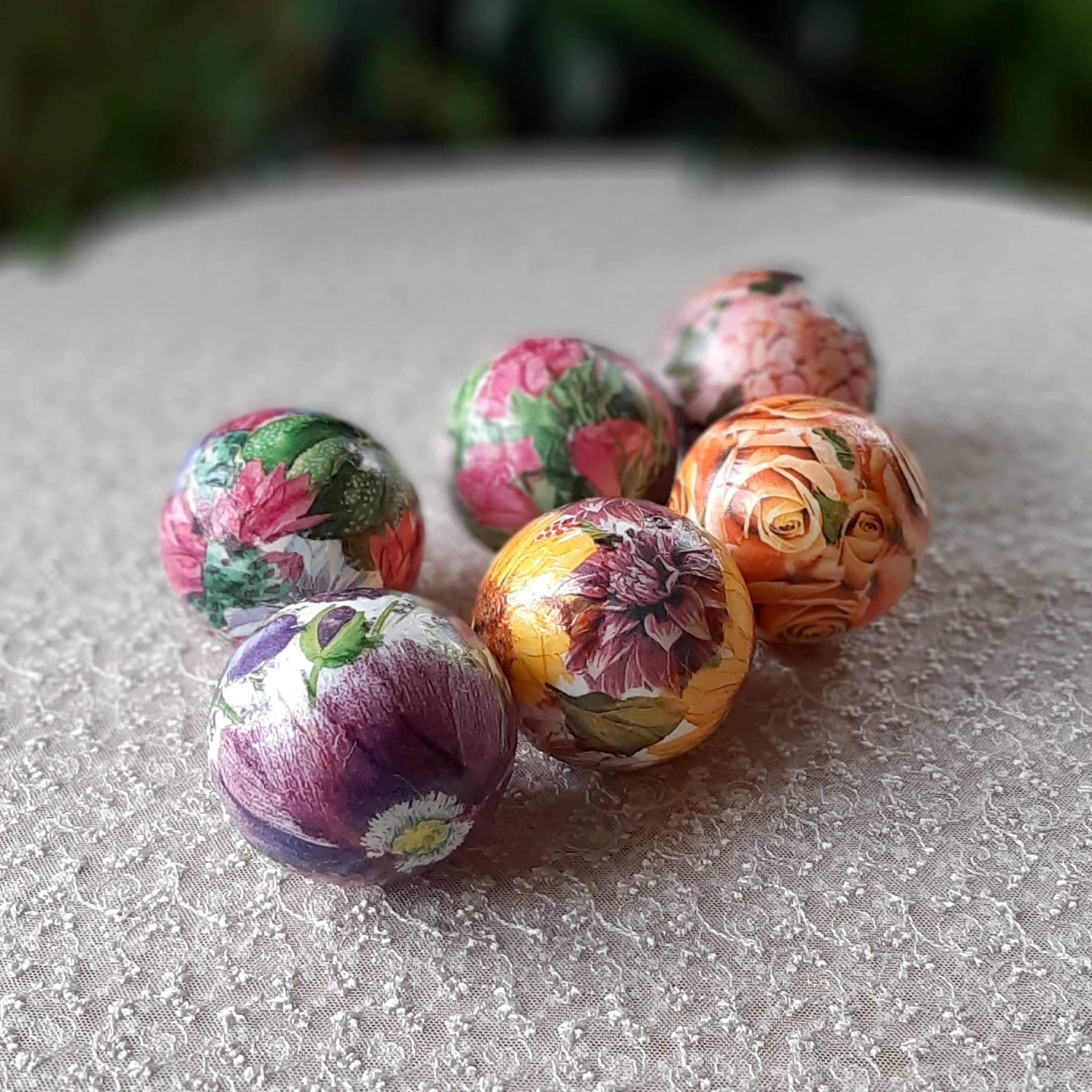 Floral decorative balls for bowl Set of 6 balls for decor Etsy
