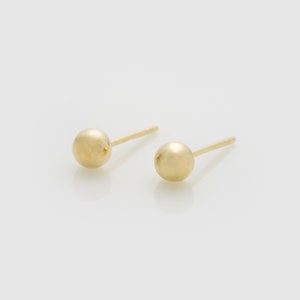 14K Solid Gold 5mm Small Ball Studs | Pair Tiny Sphere Stud Earrings