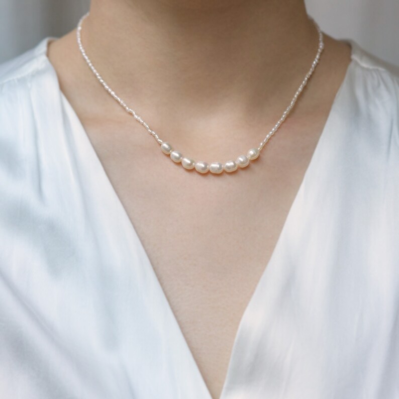 Small Pearl Necklace With 14K Solid Gold Closure Baroque Etsy