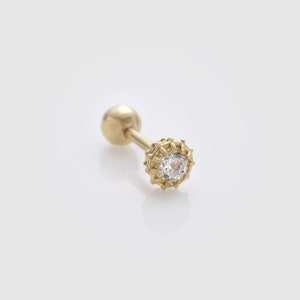 Single 14k Solid Gold Stud  |  Single Ball Lock Earring