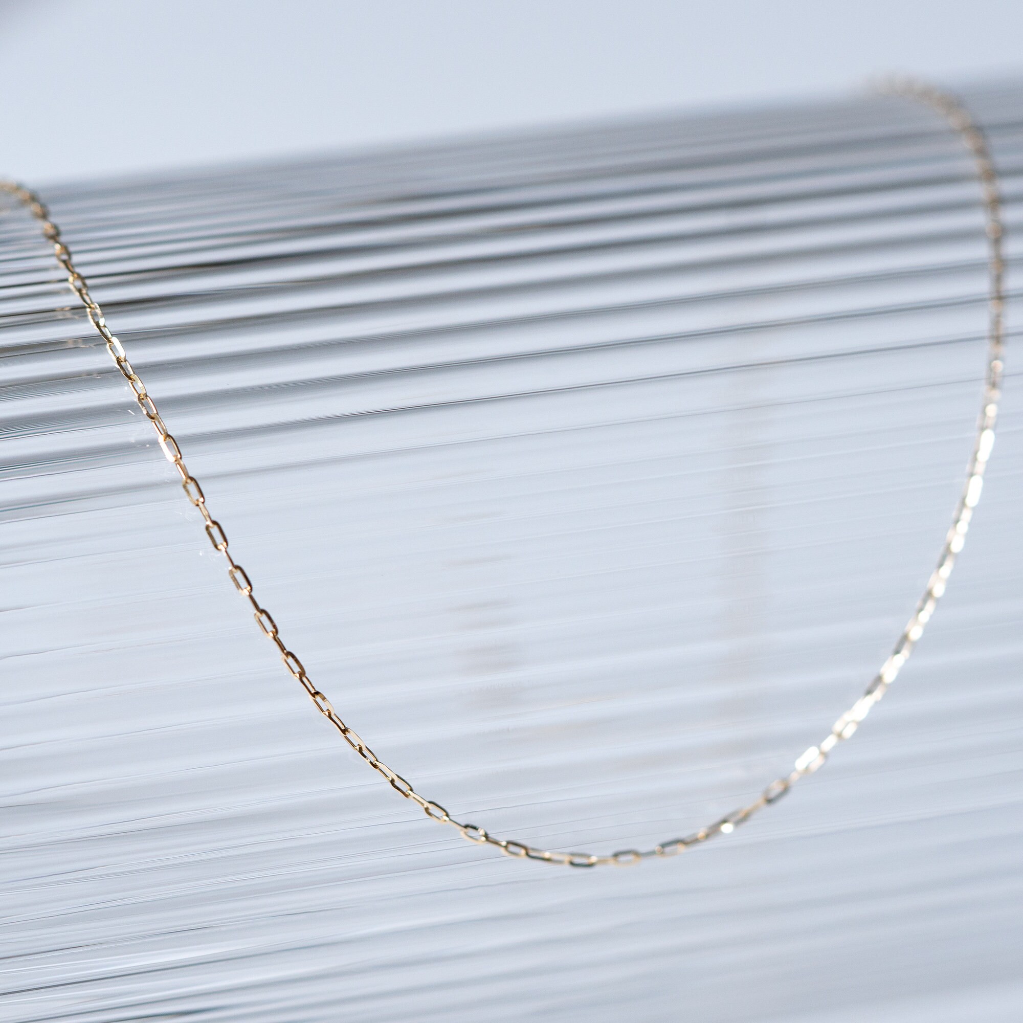 14K Solid Gold Diamondcut Paperclip Necklace 45cm Etsy
