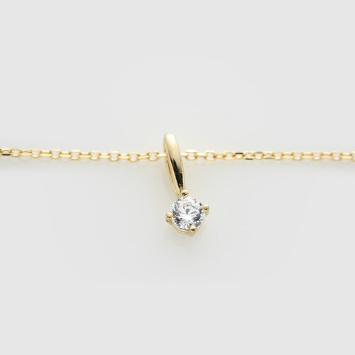 Collier mini-CZ en or massif 14 carats avec chaîne taillée en diamant