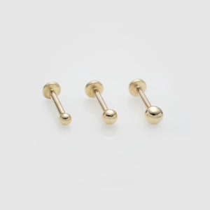 Single 14k Solid Gold Tiny Dot Stud Cartilage Earring | Internally Threaded Labret Stud