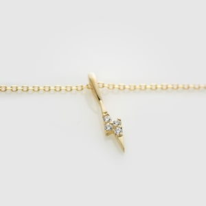 14k Solid Gold Lightning Necklace with Diamond-cut Chain
