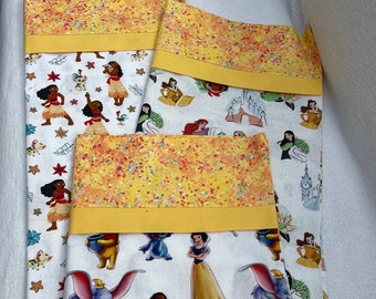 Princess Pillowcase, Little Girl's Disney Pillowcase, French Seam Standard Size, Moana and Other Disney Characters