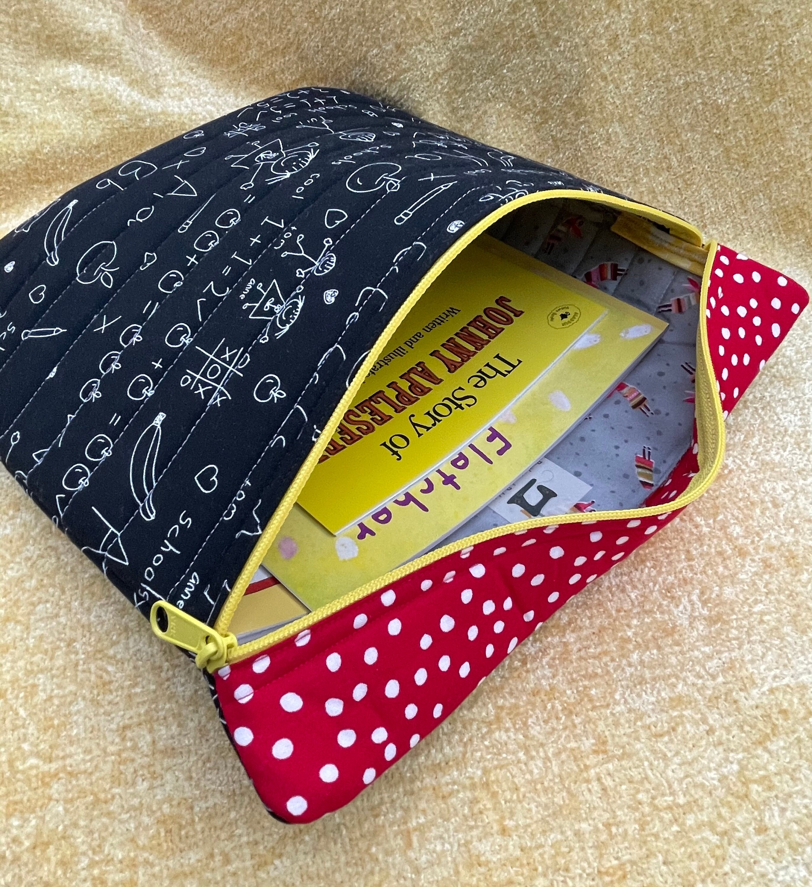 Childs LARGE Book Sleeve with Zipper Chalkboard Book Bag Etsy