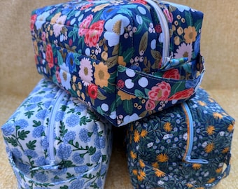 Rifle Paper Co. Floral Quilted Boxy Pouch, Large Travel Zipper Bag