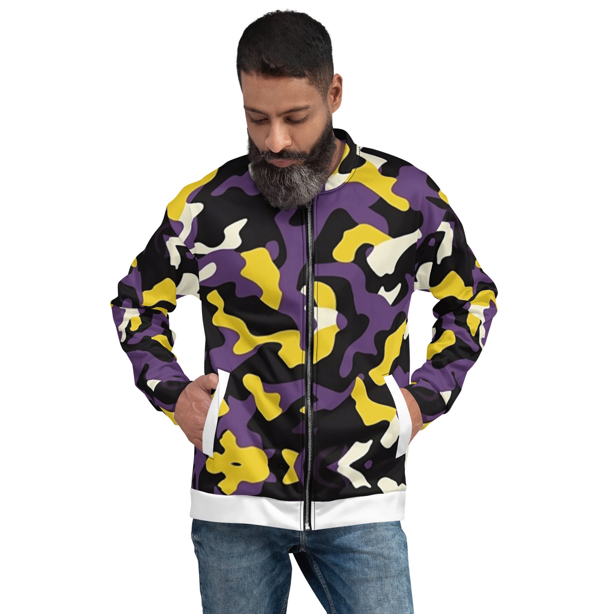 Purple Yellow Camo Bomber Jacket - Etsy