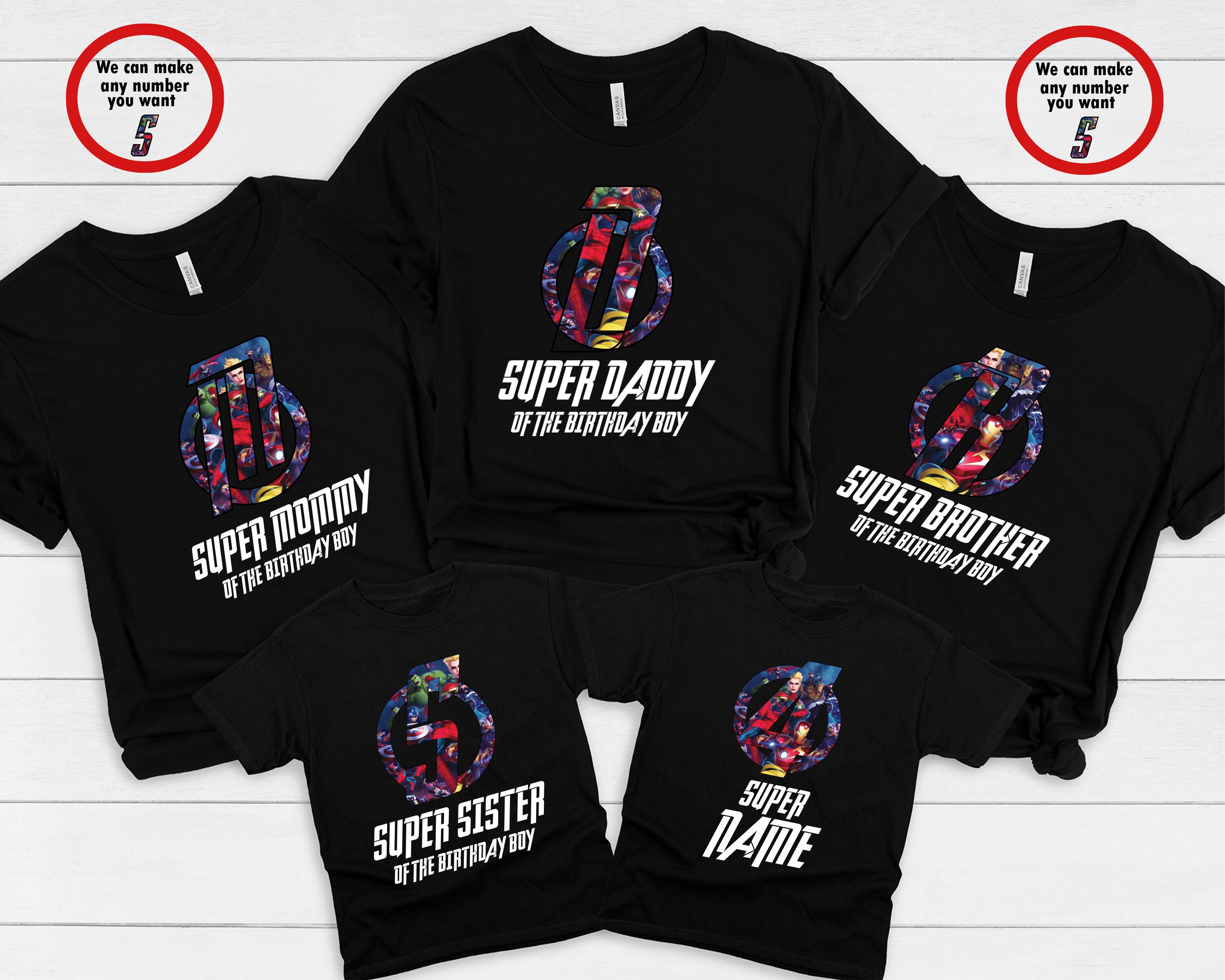super hero family shirts