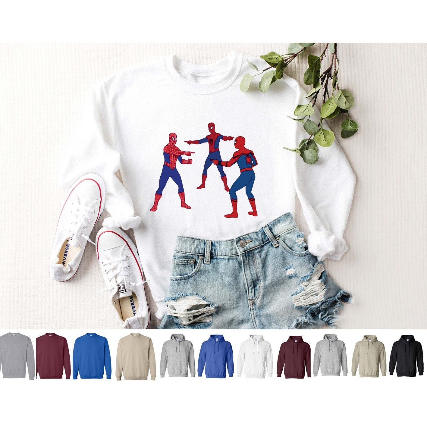 Discover Triple Spiderman Sweatshirt, Peter Parker Jumper, Tom Holland Sweatshirt