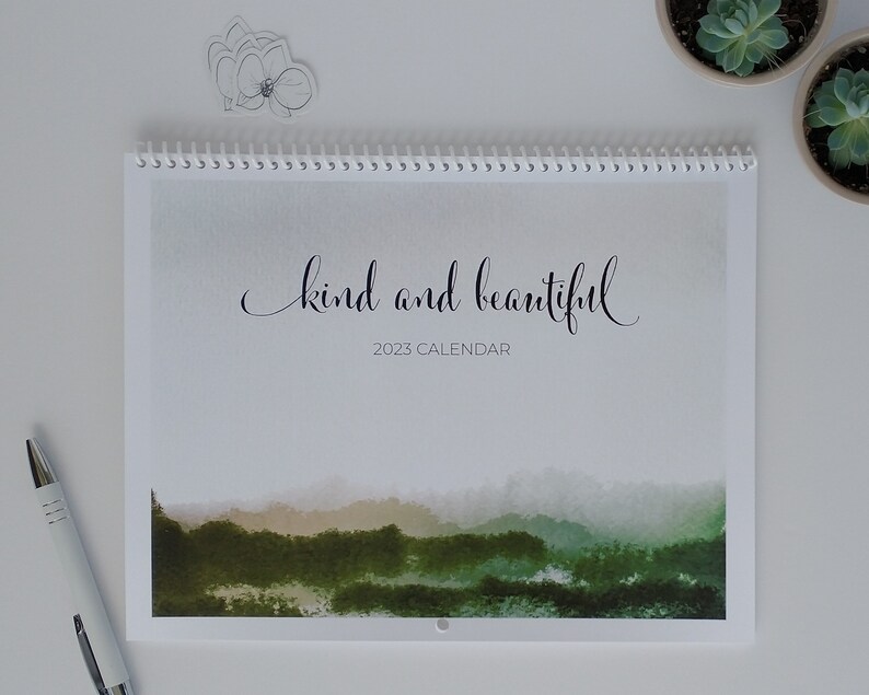 Inspirational Quotes Calendar 2023 Kind and Beautiful 2023 Calendar Inspirational Quote Emerald Etsy
