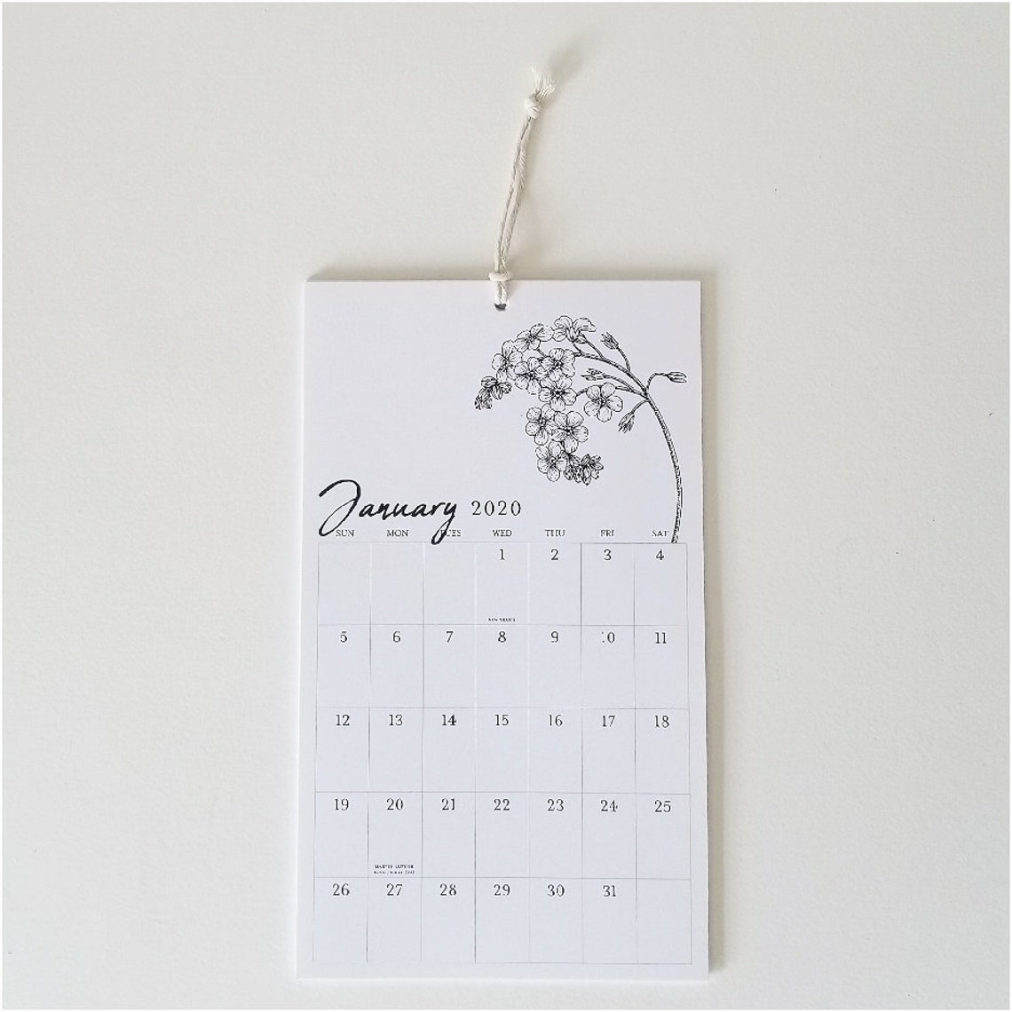 NATURE'S GRACE collection wall calendar in a narrow modern | Etsy