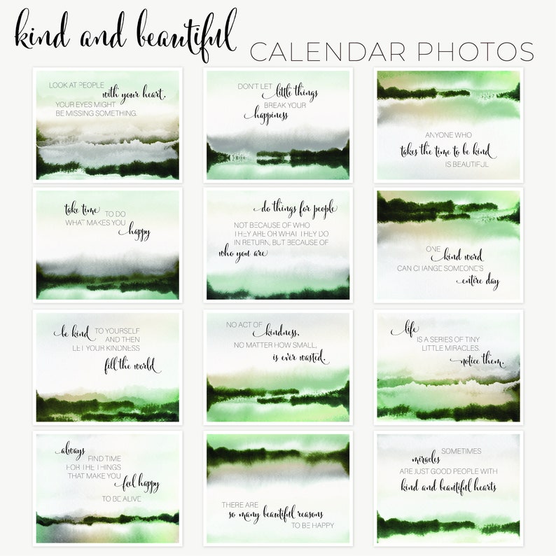 Inspirational Quotes Calendar 2023 Kind and Beautiful 2023 Calendar Inspirational Quote Emerald Etsy