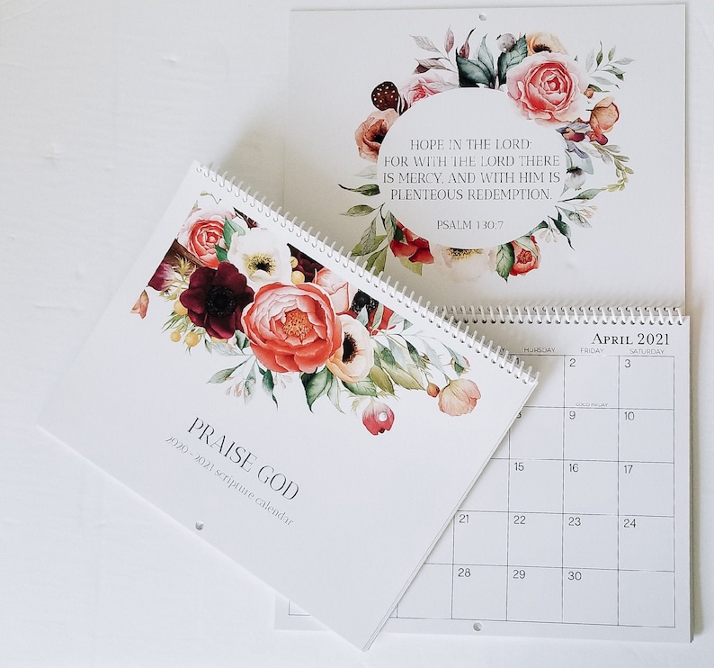 Praise God 2025 Calendar, Christian Floral Bible Verse Calendar Etsy