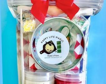 Mini kit para hacer pizza con plastilina, kit sensorial con plastilina, regalo para niños, regalo para niños pequeños, recuerdos de fiesta para niños, bolsas de regalos, plastilina