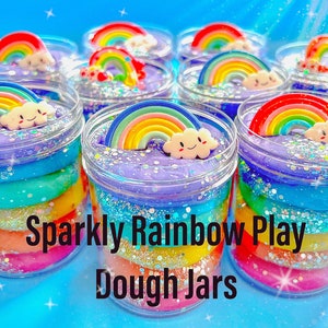 Rainbow Play dough Jars, Play dough kit,Kids Party Favors, Goodie Bags, Birthday Party Favors, Playdoh, Play Doh, Playdough Kit,Playdough