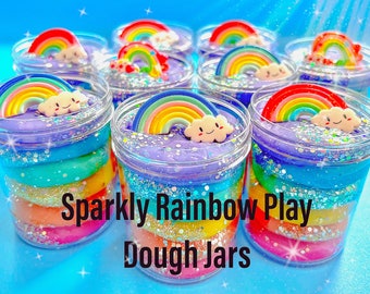 Rainbow Play dough Jars, Play dough kit,Kids Party Favors, Goodie Bags, Birthday Party Favors, Playdoh, Play Doh, Playdough Kit,Playdough