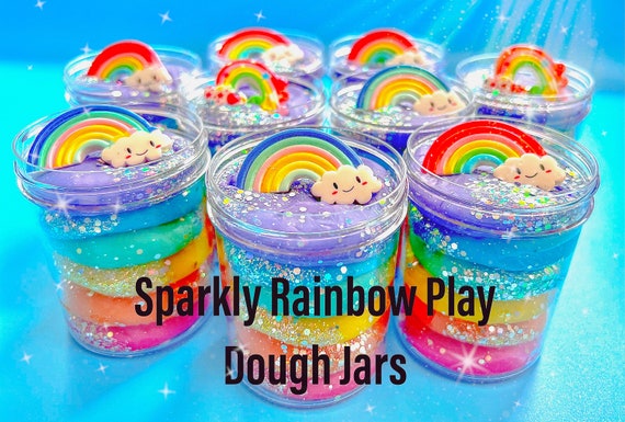 Rainbow Play Dough Jars, Play Dough Kit,kids Party Favors, Goodie Bags,  Birthday Party Favors, Playdoh, Play Doh, Playdough Kit,playdough 