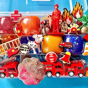 Fire Truck Play Dough Kit, Play dough Sensory Kit, Playdough kit, Christmas Gift for boys, Playdoh kit, sensory bin,busy box, gift for kids