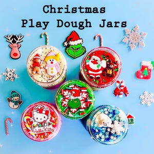 Winter Play Dough Jars,Christmas Play Dough Jar,Kids Party Favors,Holiday craft, Playdoh set,gift for kids, playdough kit, stocking stuffers