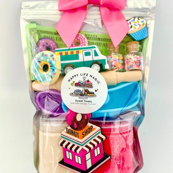ミニドーナツショップ感覚粘土キット、プレイドウキット、プレイドー、子供へのギフト、感覚キット、プレイドウキット、3 4 5 6ギフト、幼児へのプレゼント