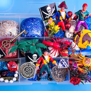 Pirate Play Dough& Kinetic Sand kit, Boy Birthday gift ,Playdough kit,playdoh set,Busy Box,Sensory bin,Christmas Gift for boys,Under the Sea