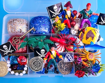 Pirate Play Dough and Kinetic Sand kit, Play Dough kit, Playdough kit, playdoh kit, Busy Box, Play dough Sensory Kit, Kids gift,sensory bin,