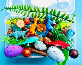 Medelstor dinosaurie-leksakskit, playdough-kit, playdoh-kit, Playdough sensoriskt kit, Busy Box, present till pojkar, present till småbarn