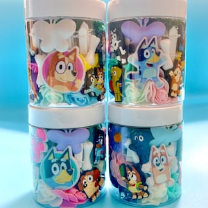 Cute Blue Dog Bluey Inspired 8 oz. Jar, Play dough Kit, Kids Birthday Party Favors,Boys Girls Gift,Goodie Bags,kids stocking stuffer, bluey