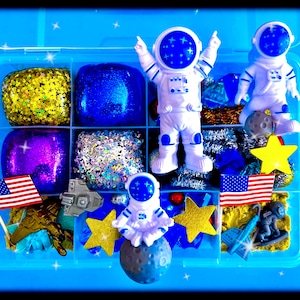 Outer Space Play Dough and Sand Kit, Play dough kit, Sensory Box, Playdough kit, Sensory Kit ,Busy box, playdough sensory kit,play doh kit