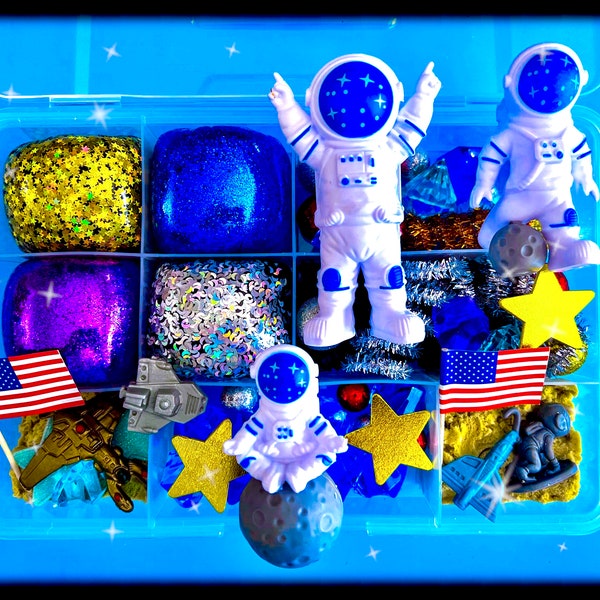 Outer Space Play Dough and Sand Kit, Play dough kit, Sensory Box, Playdough kit, Sensory Kit ,Busy box, playdough sensory kit,play doh kit