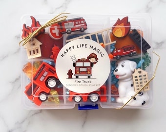 Kit de plastilina MIDI con forma de camión de bomberos, kit de juego sensorial con temática de rescate de bomberos, plastilina no tóxica, regalo para niños, regalo de Navidad para niños