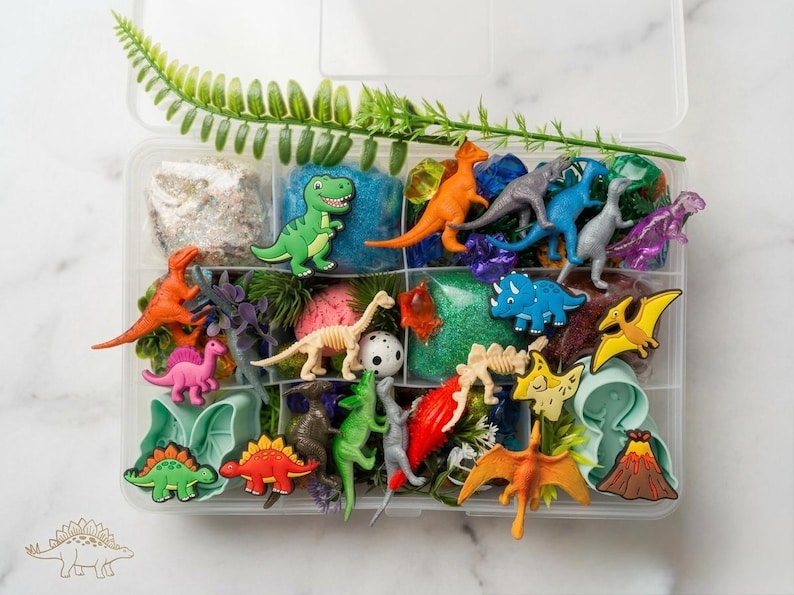 Dinosaur Sensory Play Dough Kit Full Size | Dino Habitat Box for Boys Girl Boys Birthday Gift,Sensory stress relief, playdoh Playdough Set image 5