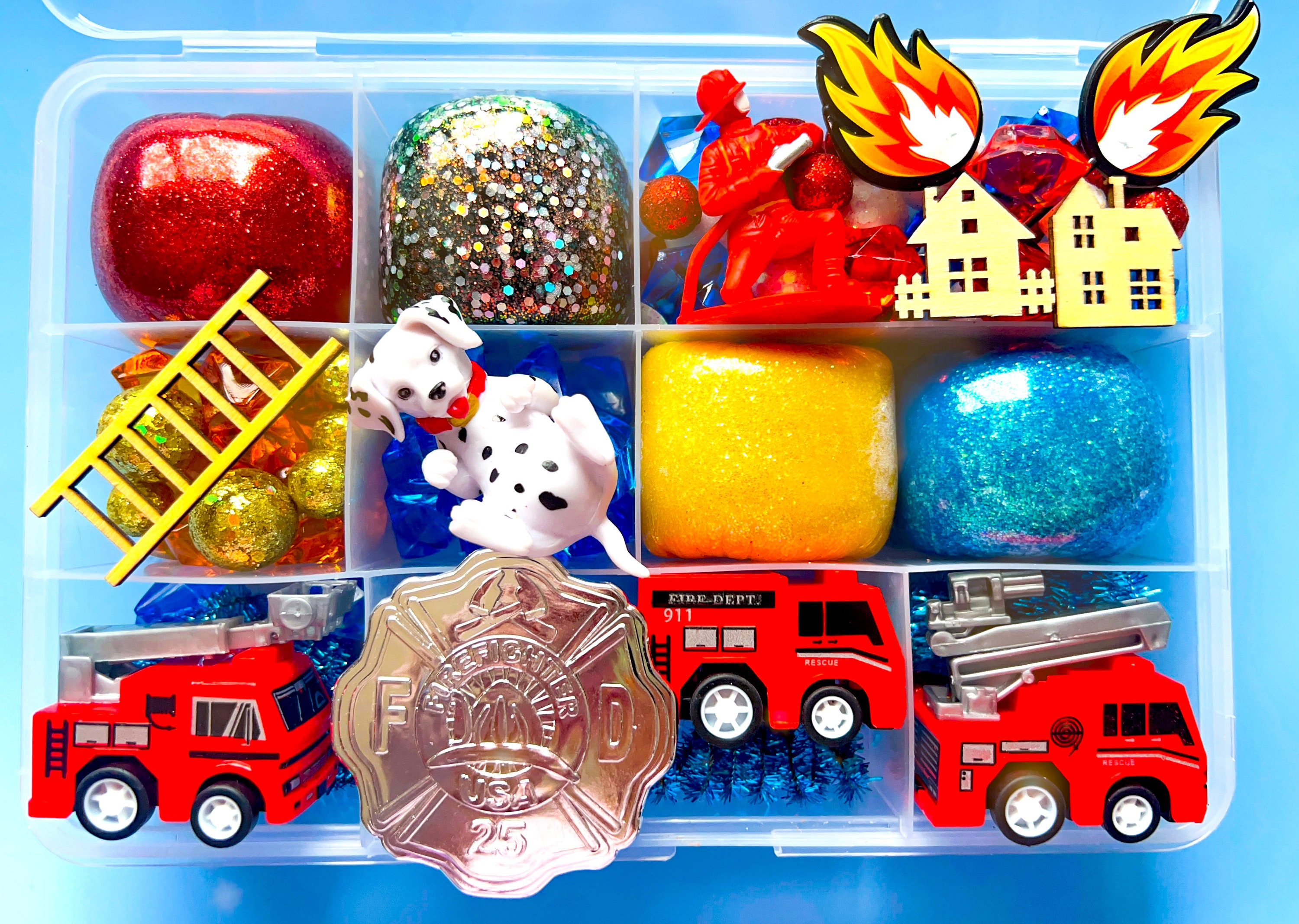 Fire Truck Play Dough Kit, Playdough Kit, Sensory Kit, Play Dough