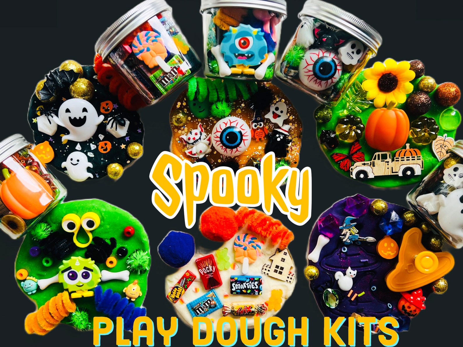 Halloween Play dough Jars