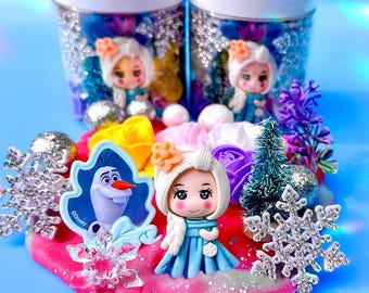Snow Queen 8 oz. Play dough Jar,Play Dough kit,Girls birthday gift,Playdoh Kit,Frozen birthday party favors for kids,Frozen gift for girls