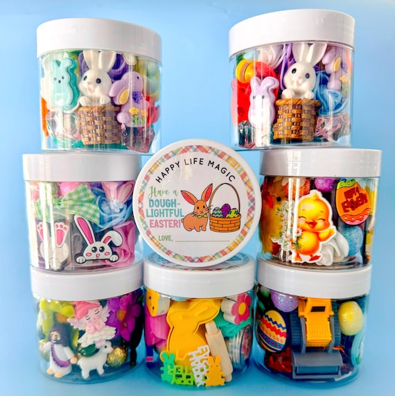 Easter Sensory Play Dough Jar – Spring Themed Sensory Bin – Toddler Easter Basket Stuffer – Party Favor class toy – Easter Gift for Kids