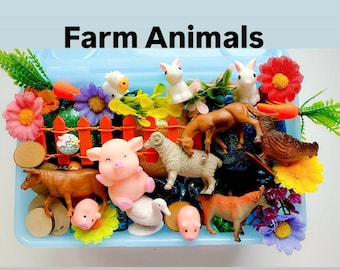 Mid Farm Play dough kit, Animals sensory bin, activity craft, spring slime, birthday gift