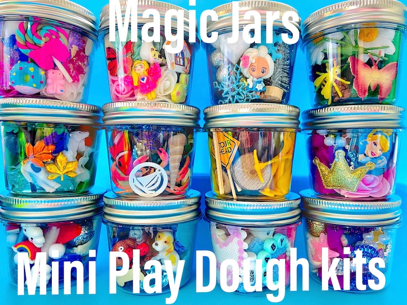 MAGIC Play dough Jars, Play dough kit,Kids Party Favors, Goodie Bags,Birthday Party Favors, Playdoh, Birthday gift for kids, girls boys gift image 1