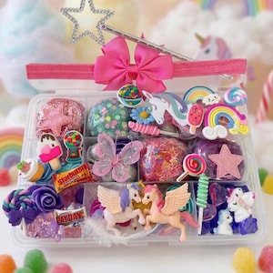 Unicorn Candyland,Play Dough Kit,kids sensory kit, Girls Birthday Christmas gift 3 4 5 6 7 Toddler Present,playdoh set, slime craft activity