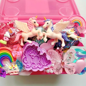 Mid Unicorn Play dough kit, Play Dough kit, Unicorn sensory kit, playdough kit, busy box, Playdoh kit, girl birthday gift, Unicorn birthday