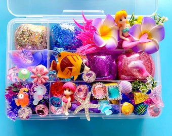 Mermaid Play Dough Kit, Play Dough kit, Playdough kit, playdoh kit, play doh kit, Sensory Kit, Kids gift, sensory bin, kids gift, busy box