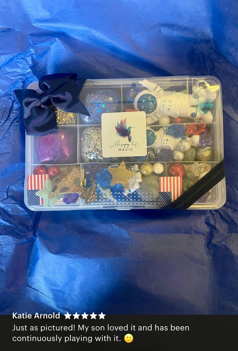 Outer Space Play Dough and Sand Kit, Play dough kit, Sensory Box, Playdough kit, Sensory Kit ,Busy box, playdough sensory kit,play doh kit image 3