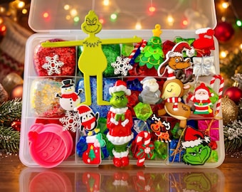 Kit de plastilina "El tipo verde que robó la Navidad", plastilina navideña, caja sensorial, regalo de Navidad para niño o niña, kit de plastilina