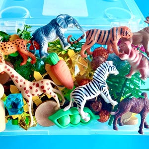 Mid-Sized Zoo Play Dough kit,Animal sensory bin,Dough play set,Safari Animals Play Dough Kit, Jungle Sensory Kit,Kids Birthday Gift,Play doh