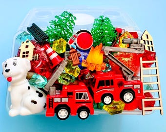 Mid - Sized Fire Truck Play dough Kit, Playdough Kit, Play Dough sensory Kit,Playdoh Kit,Sensory kit,kids gift, toddler gift boy